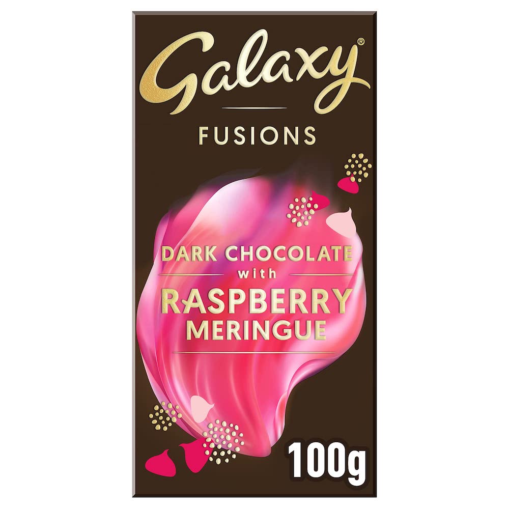 galaxy dark rasbery Galaxy Fusions Dark Chocolate with Raspberry Meringue 100g - Image 1